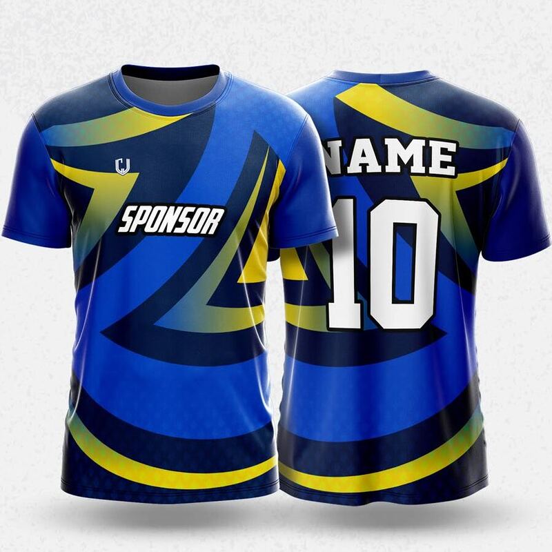 MR24-25R round neck jersey design in royal blue, yellow, navy, front and back