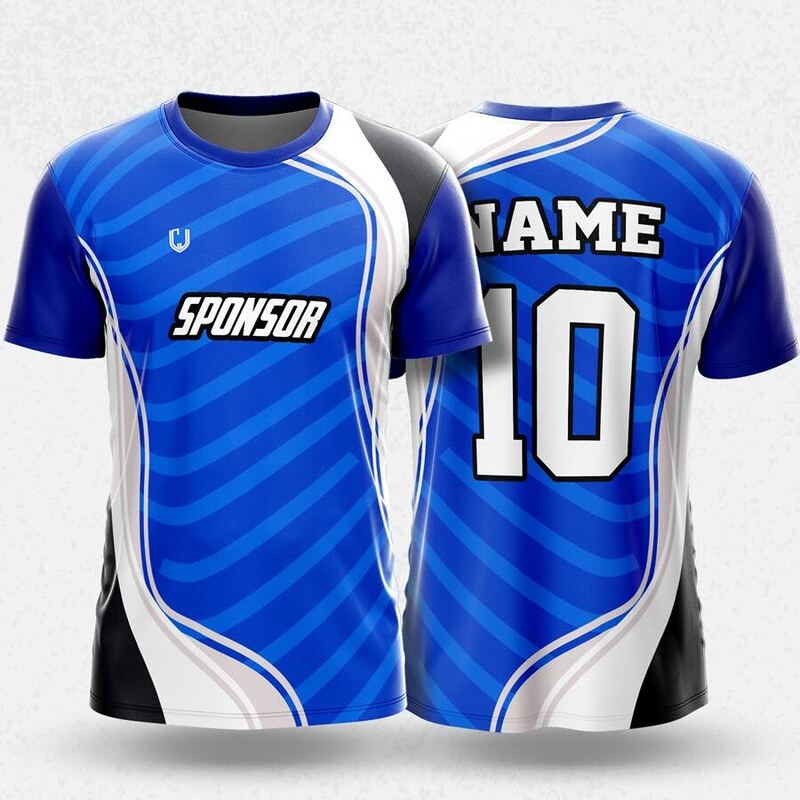 MR24-33R round neck jersey design in royal blue, white, black, front and back