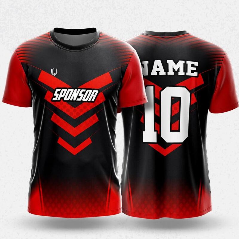 MR24-77R round neck jersey design in black, red, front and back