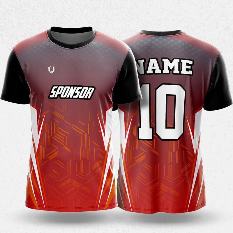 MR24-71R round neck jersey design in red, maroon, black, front and back