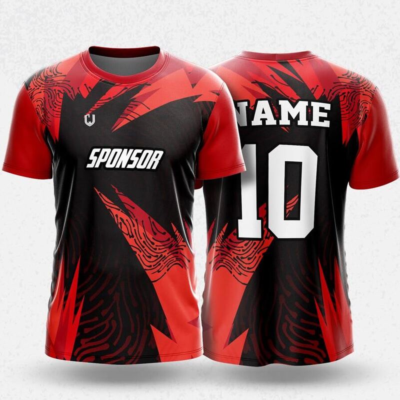 MR24-10R round neck jersey design in black, red, front and back