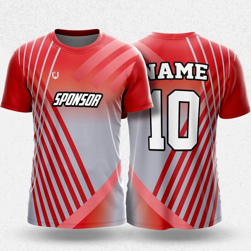 MR24-26R round neck jersey design in red, white, grey, front and back