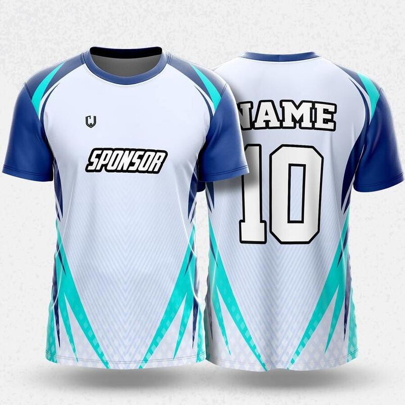 MR24-24R round neck jersey design in white, navy, aqua, front and back