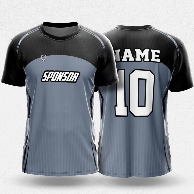 MR24-42R round neck jersey design in grey, black, front and back