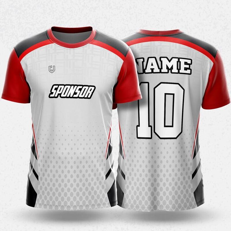 MR24-11R round neck jersey design in white, red, black, front and back