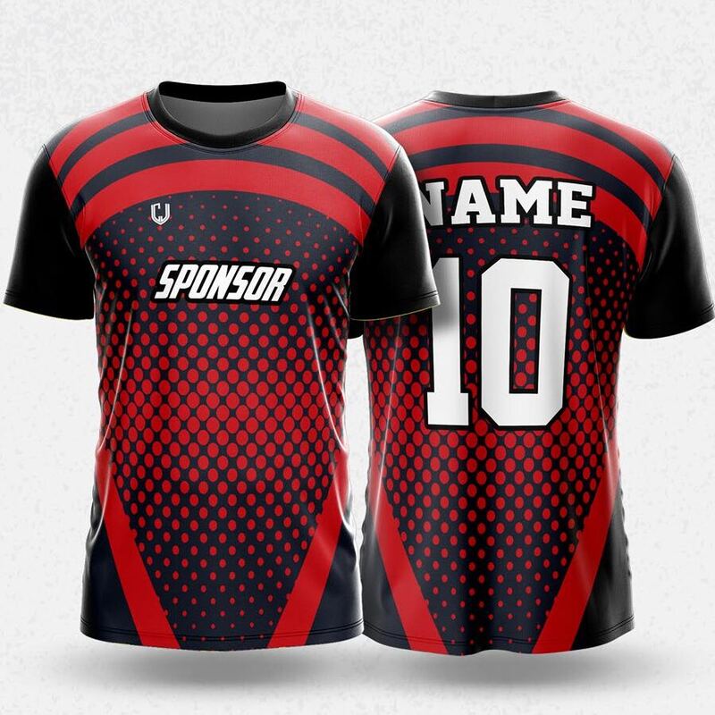 MR24-92R round neck jersey design in black, red, front and back