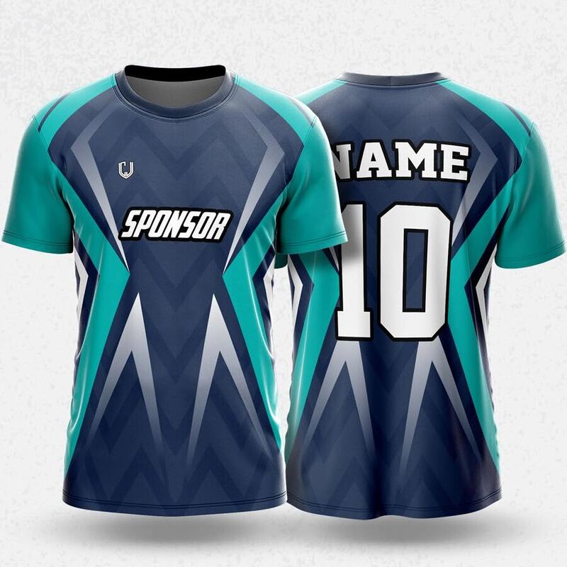 MR24-21R round neck jersey design in slate navy, teal, white, front and back