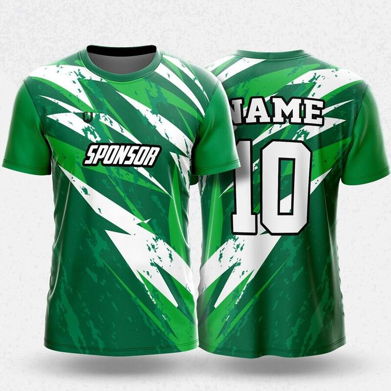 MR24-79R round neck jersey design in green, white, front and back