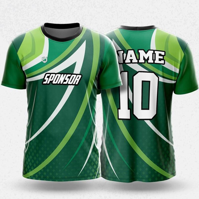 MR24-68R round neck jersey design in green, light green, white, front and back