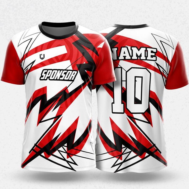 MR24-39R round neck jersey design in white, red, black, front and back
