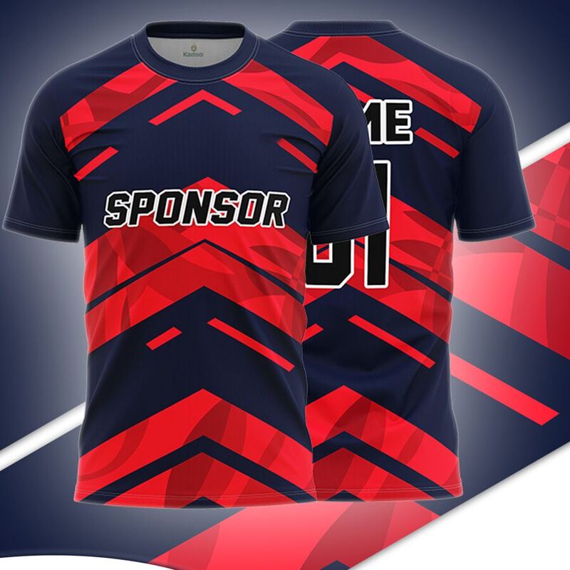 KO:M26 round neck jersey design in navy, red, front and back