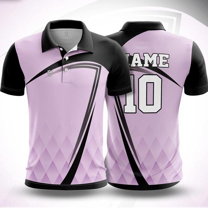 CJ25-24 polo neck jersey design in lilac, black, front and back