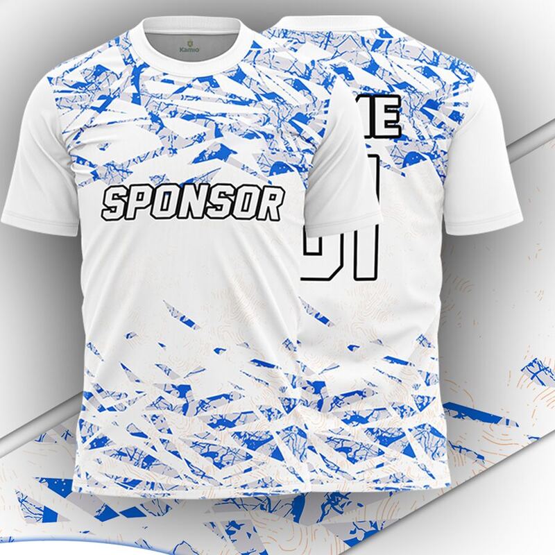 KO:M29 round neck jersey design in white, blue, front and back