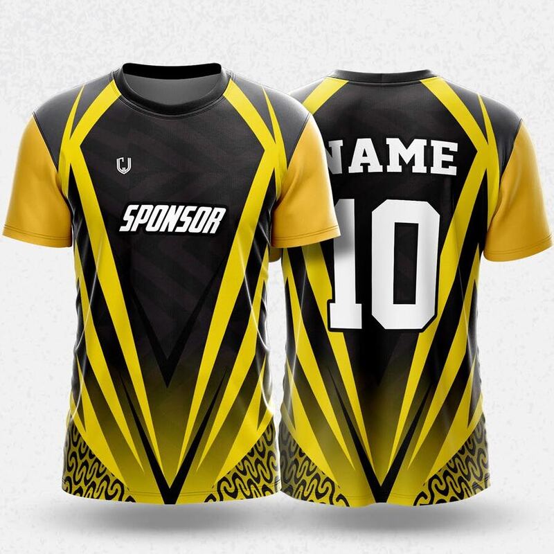 MR24-58R round neck jersey design in black, yellow, front and back