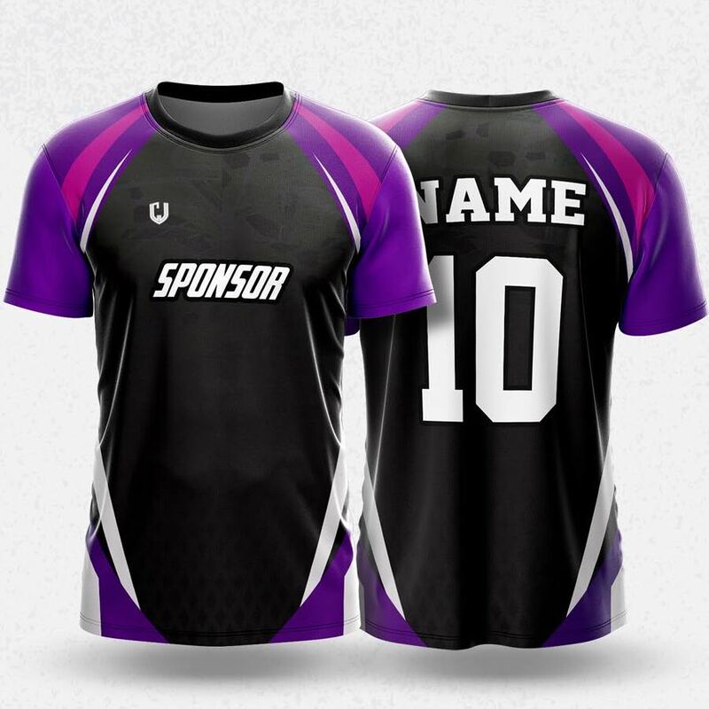 MR24-66R round neck jersey design in black, purple, white, front and back