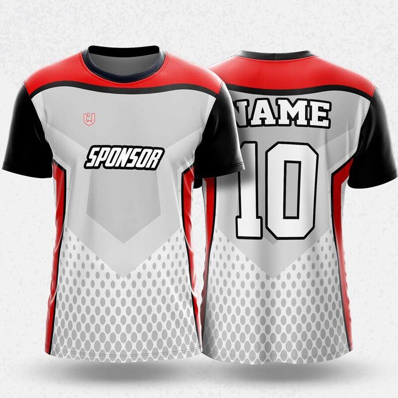 MR24-14R round neck jersey design in white, grey, black, red, front and back