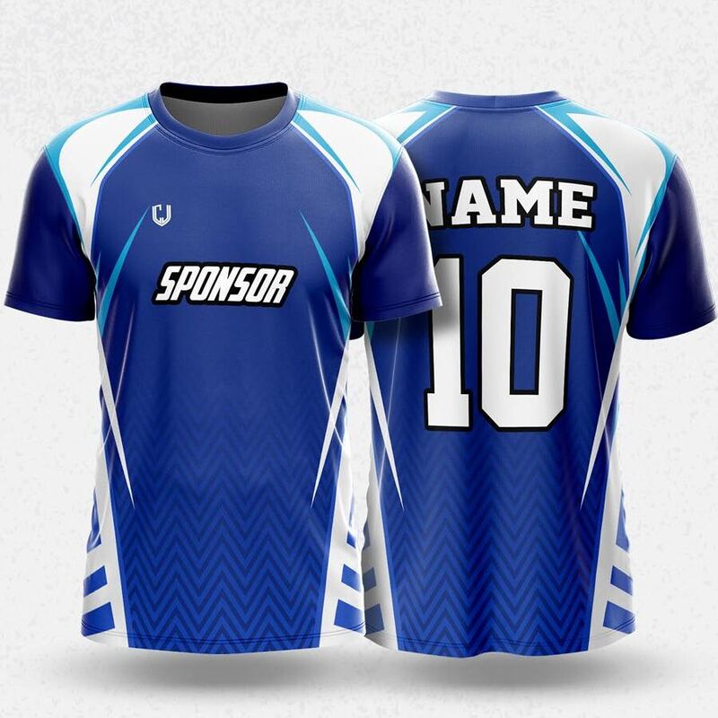 MR24-96R round neck jersey design in royal blue, white, sky blue, front and back