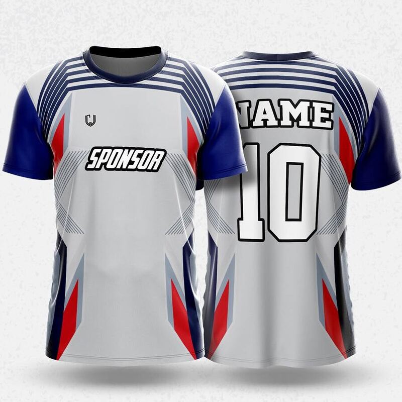 MR24-32R round neck jersey design in light grey, navy, red, front and back