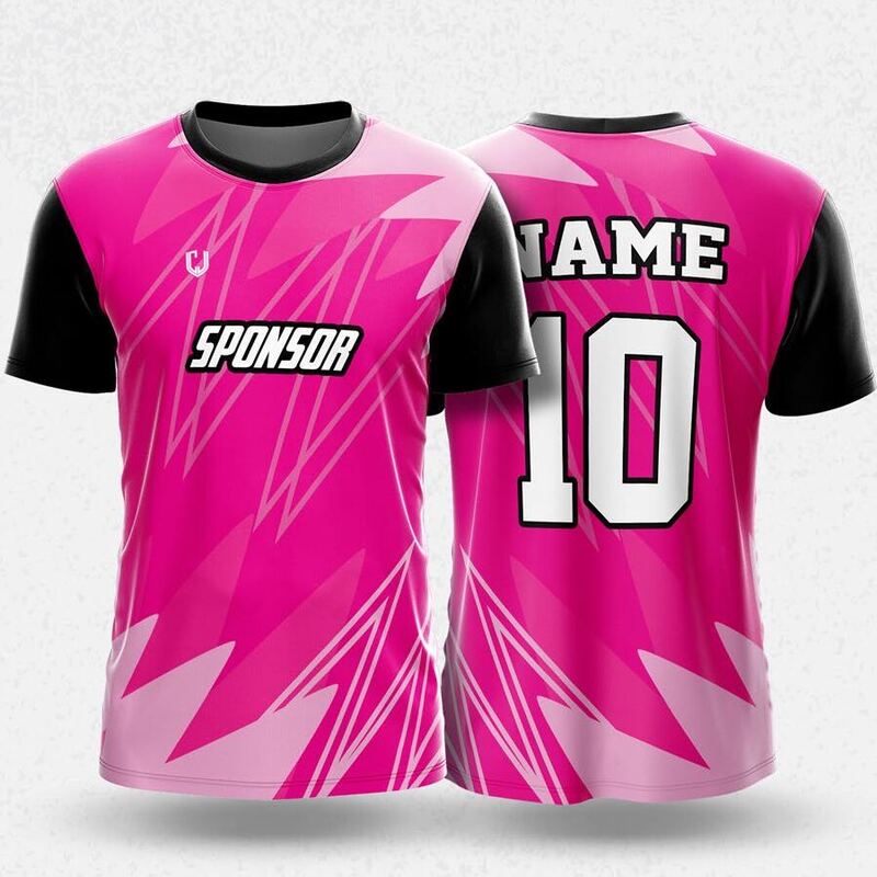 MR24-28R round neck jersey design in pink, light pink, black, front and back