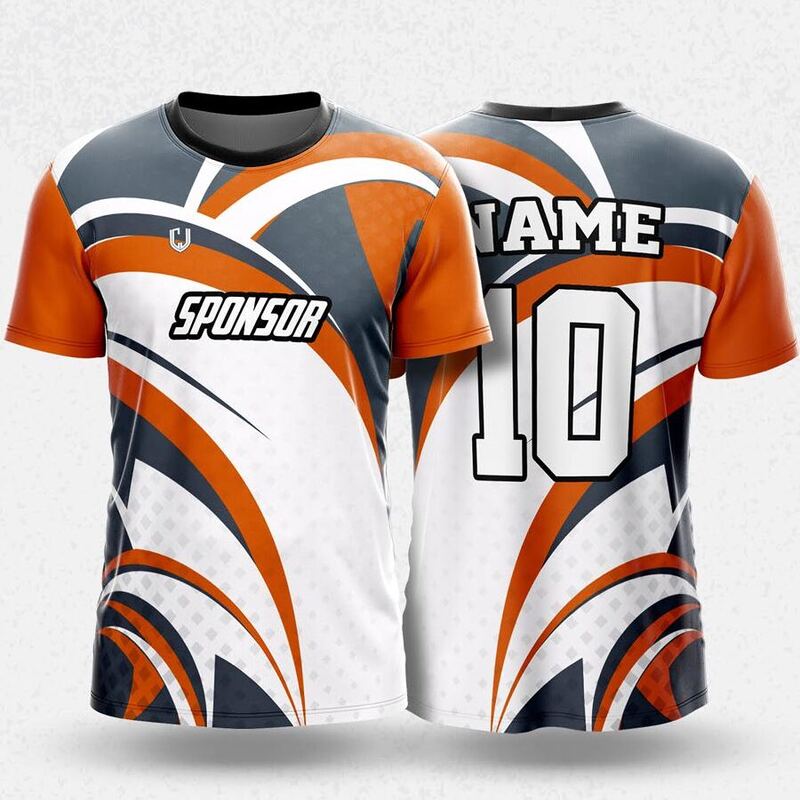 MR24-70R round neck jersey design in white, orange, slate grey, front and back
