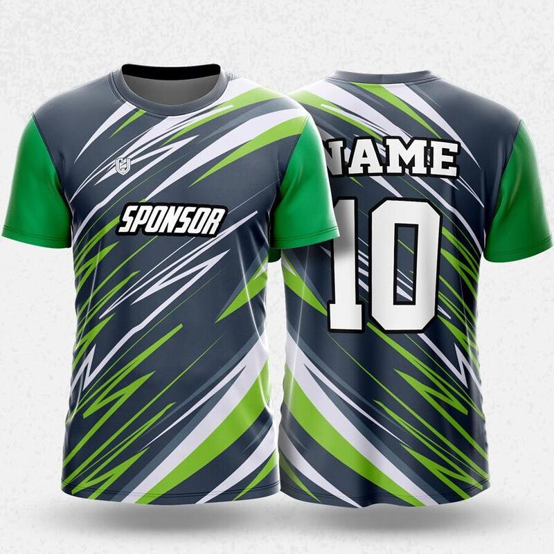 MR24-29R round neck jersey design in slate grey, green, white, front and back