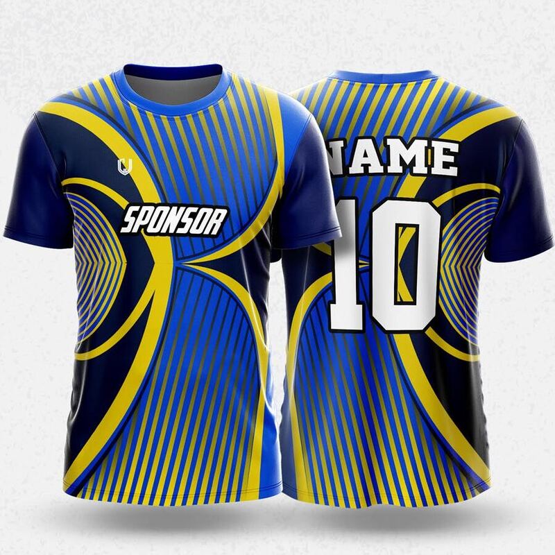 MR24-40R round neck jersey design in royal blue, navy, yellow, front and back