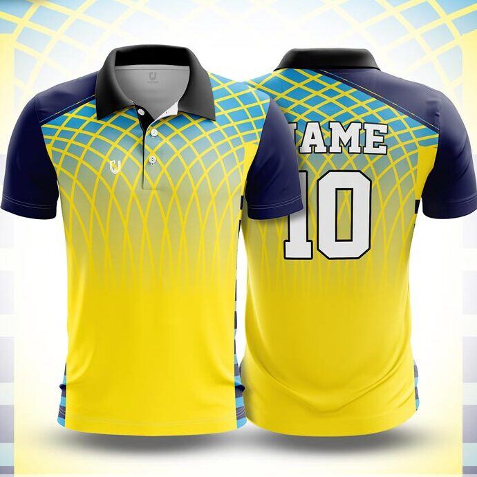 CJ25-27 polo neck jersey design in yellow, sky blue, navy, front and back