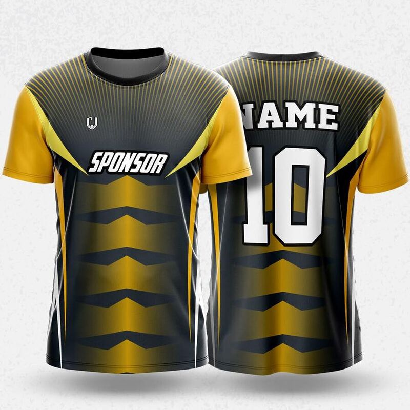 MR24-54R round neck jersey design in black, gold, front and back